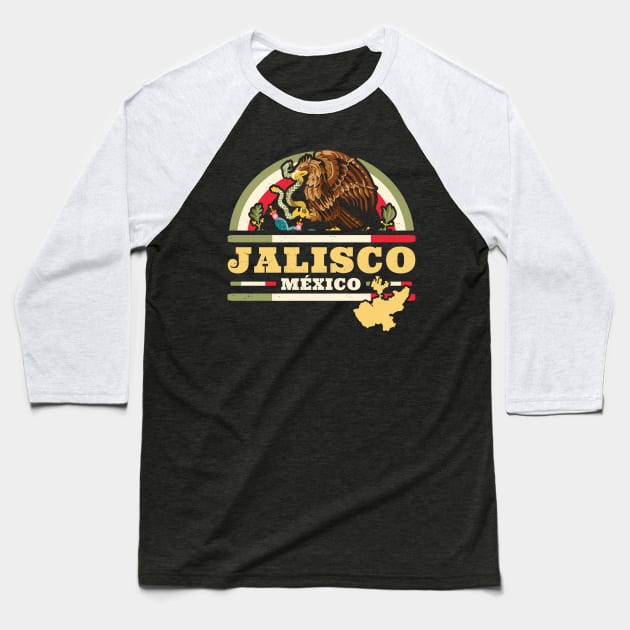 Jalisco Mexico - Mapa Bandera Mexicana - Mexican State Baseball T-Shirt by OrangeMonkeyArt